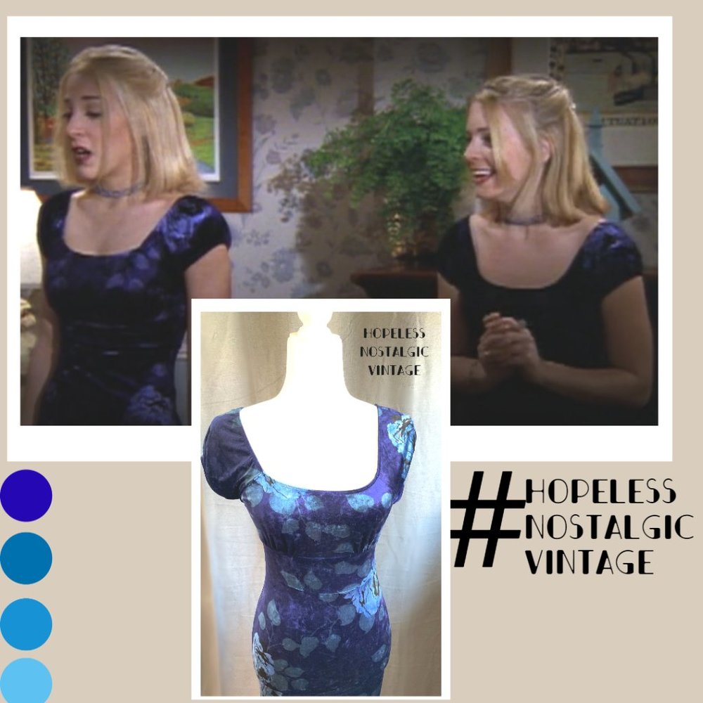 Betsey Johnson blue velour dress ASO Sabrina the Teenage Witch